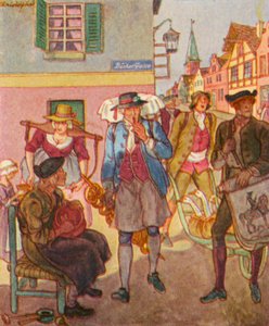Strassenhandler / Street Dealer (farvelitografi)