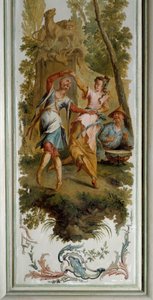 Chinoiserie: Dansescene, panel af den store salon på chateau de Champs sur Marne realiseret af Christophe Huet (1700-1759)
