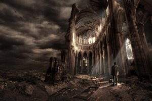 Mand i en ødelagt katedral af Christophe Kiciak