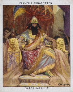Sardanapalus (farve litho) af Christopher (after) Clark