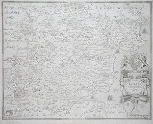 Kort over Essex, indgraveret af William Web, udgivet 1645 (gravering) af Christopher (after) Saxton