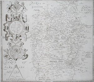 Kort over Wiltshire, graveret af William Web, udgivet 1645 (gravering) af Christopher (after) Saxton