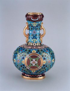Dummyvase dekoreret i imitation af cloisonne, Minton & Co, ca. 1870 (porcelæn) af Christopher Dresser
