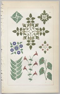 Kunsten at dekorativt design: med et appendiks, der angiver de timer på dagen, hvor blomsterne åbner, udgivet af Day & Son, London, 1862 af Christopher Dresser