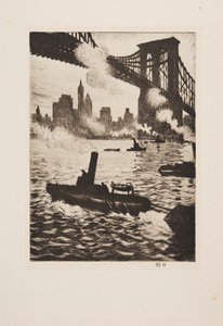 Under Brooklyn Bridge, pub 1921. af Christopher Richard Wynne Nevinson