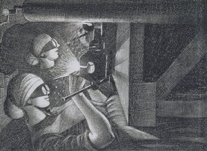 Acetylen Welders, 1917 (ætsning og tørpunkt) af Christopher Richard Wynne Nevinson