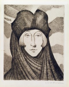 Edith Sitwell (1887-1964) 1927 (ætsning og tørnål) af Christopher Richard Wynne Nevinson