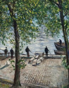 Fiskere på Seinen, 1939 af Christopher Richard Wynne Nevinson