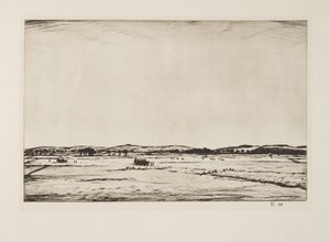 Sussex Downs, pub.1926 (radering) af Christopher Richard Wynne Nevinson