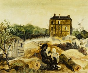 The Little Brown House, Passy, ca. 1928 (olie på lærred-board) af Christopher Wood