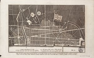 Plan over City of London efter den store brand i 1666 (print)