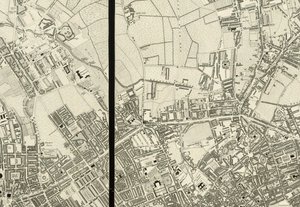 Detalje af området omkring Pentonville, fra kort over London, fra en faktisk opmåling foretaget i årene 1824 af Christopher and John (fl.1821 40) Greenwood