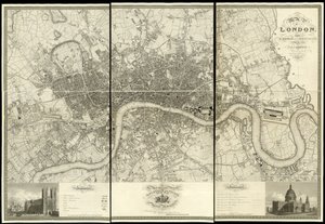 Kort over London, fra en faktisk opmåling foretaget i 1824 af Christopher and John (fl.1821 40) Greenwood