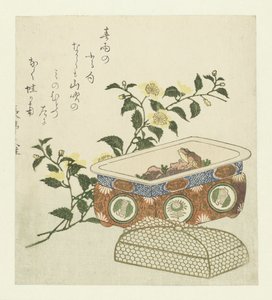 Frø og spray af Kerria Japonica af Chôtei Hisazumi