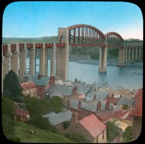 Royal Albert Bridge, Saltash, Cornwall, slutningen af det 19. eller begyndelsen af det 20. århundrede