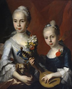 Portræt af to piger, ingen dato af Circle of Antoine Pesne