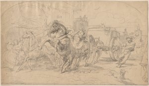 Den løbske Vogn af Circle of Eugène Delacroix