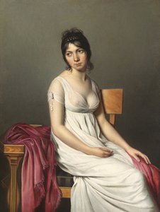 Portræt af en ung kvinde af Circle of Jacques-Louis David