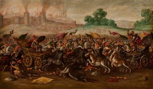 The Burning of Jerusalem af Nebukadnezzars hær af Circle of Juan de la Corte