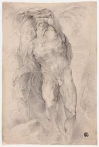 Nøgen mand bundet til træ af Circle of Peter Paul Rubens