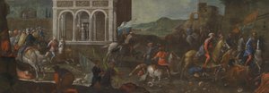 Den hellige Katarina af Siena forsvarer en by mod tyrkerne af circle of Vittore Carpaccio