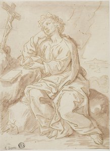 Saint Dorothy beder i ørkenen