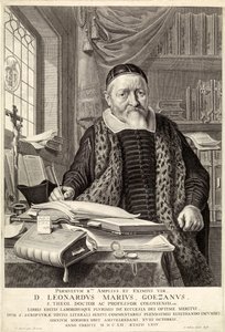 D. Leonardus Marius Goezanus, pub. 1654 gravering. af Claes Corneliszoon Moeyaert