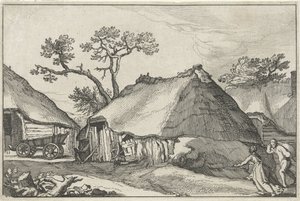 Gård og en vogn i en gård Landskaber med gårde (serietitel)