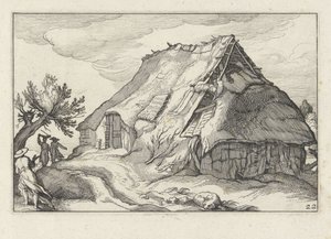 Gård med kollapset stråtag Landskaber med gårde (serietitel) af Claes Jansz. Visscher (II)