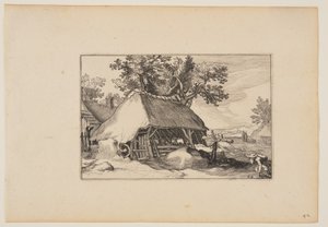 En lade, fra Landskaber (Verscheyden aerdige Lanthuysen...) af Claes Jansz. Visscher