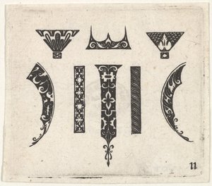 Sorttryk med otte motiver, ca. 1620.