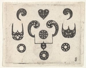 Sorttryk med forskellige motiver, ca. 1620. af Claes Jansz Visscher
