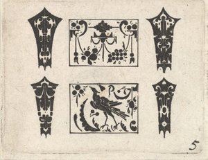 Blackwork Print med et symmetrisk Schweifwerk-mønster, ca. 1620. af Claes Jansz Visscher
