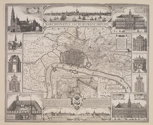 Plan af Antwerpen med prospekt af byen og de vigtigste bygninger