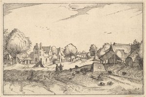 Village Road, plade 20 fra hertugdømmet Brabant, ca. 1610 af Claes Jansz Visscher