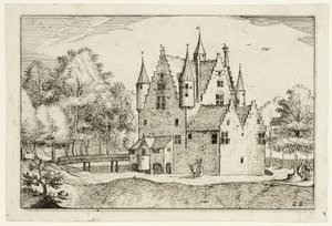 Et slot, plade 22 efter Billeder af gårde, landhuse og rustikke landsbyer (Praediorum villarum et rusticarum casularum icones) af Claes Jansz. Visscher II