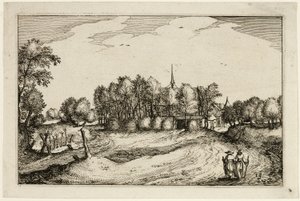 Et kloster, plade tretten efter Billeder af gårde, landhuse og rustikke landsbyer (Praediorum villarum et rusticarum casularum icones) af Claes Jansz. Visscher II