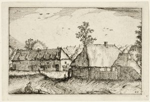 Store skure, plade 21 efter Billeder af gårde, landhuse og rustikke landsbyer (Praediorum villarum et rusticarum casularum icones) af Claes Jansz. Visscher II
