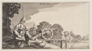 De tre skytter, fra Landskaber (Playsante Lantschappen) af Claes Jansz. Visscher II