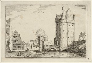 Byport, planche to efter Billeder af gårde, landhuse og rustikke landsbyer (Praediorum villarum et rusticarum casularum icones) af Claes Jansz. Visscher II