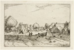 Village Road, plade tyve efter Billeder af gårde, landhuse og rustikke landsbyer (Praediorum villarum et rusticarum casularum icones)