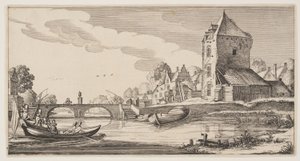 Landsby ved en flod, fra Landskaber (Playsante Lantschappen)