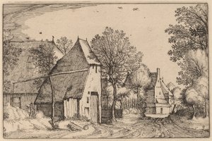Landsbyvej af Claes Jansz Visscher after Johannes van Doetechum, the Elder after Lucas