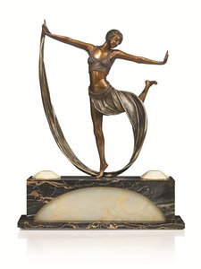 Art Deco figur med oplyst base, 