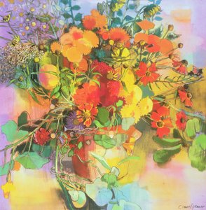 Efterårsblomster (pastel og wc på papir)
