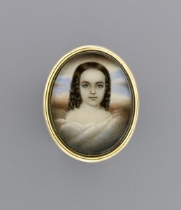 Portræt af en pige, ca. 1852 (akvarel på elfenben) af Clarissa Peters