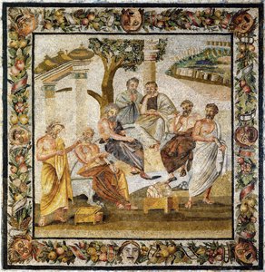 Platonic Academy. Mosaic from Pompeii, 1st century BCdani