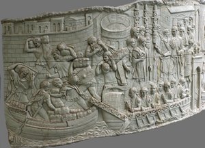 De romerske kabysser. Reliefdetalje af Trajans søjle, 1.-2. århundrede