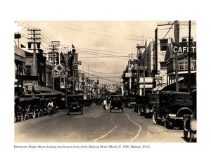 Flagler Street, set mod vest fra foran Halcyon Hotel, 27. marts, 1920