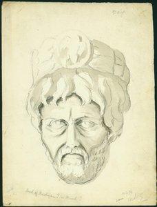 Head of a Man, 1874 (wc og blyant på papir) af Claude Conder